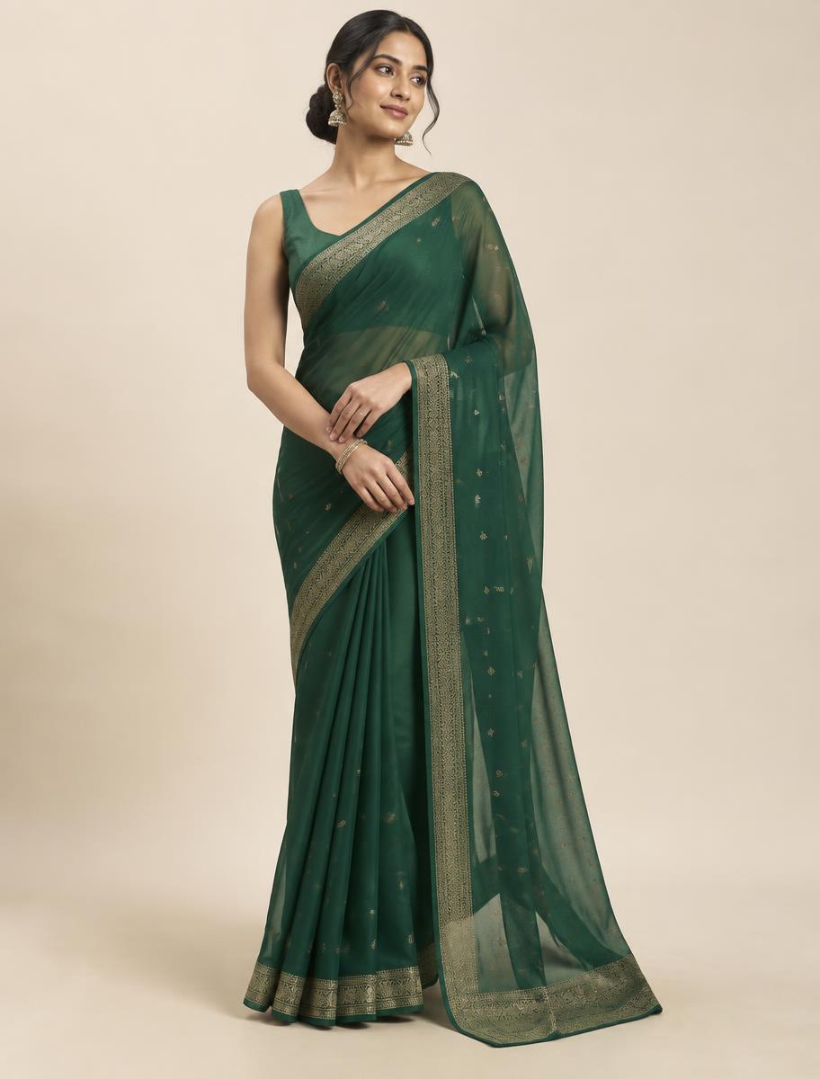 Pistachio Fresh Drape — Sage Green Organza saree